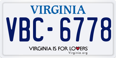 VA license plate VBC6778