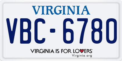 VA license plate VBC6780