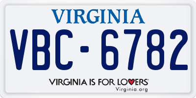 VA license plate VBC6782
