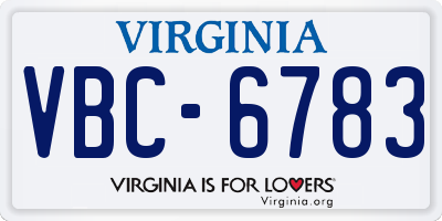 VA license plate VBC6783