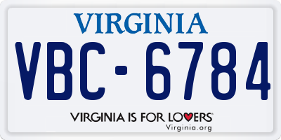 VA license plate VBC6784