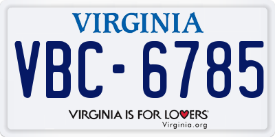 VA license plate VBC6785