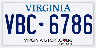 VA license plate VBC6786