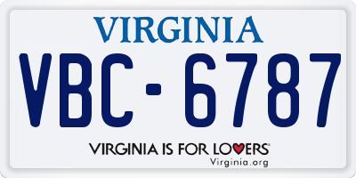 VA license plate VBC6787