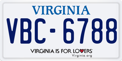 VA license plate VBC6788