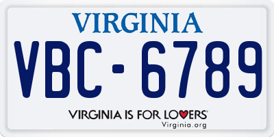 VA license plate VBC6789