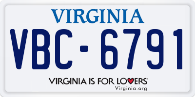 VA license plate VBC6791