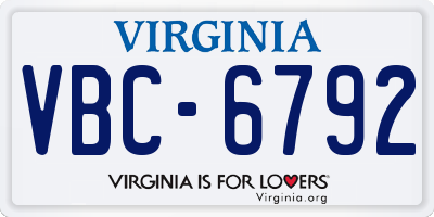 VA license plate VBC6792