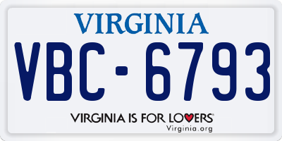 VA license plate VBC6793