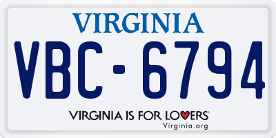 VA license plate VBC6794