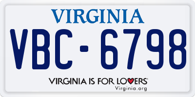 VA license plate VBC6798