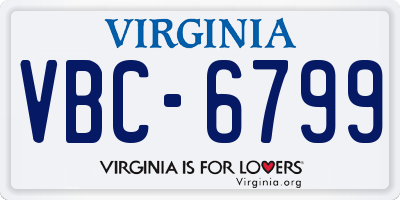 VA license plate VBC6799