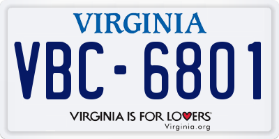 VA license plate VBC6801
