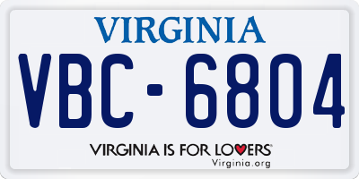 VA license plate VBC6804
