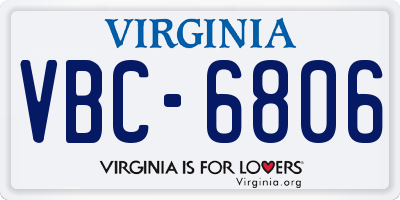 VA license plate VBC6806