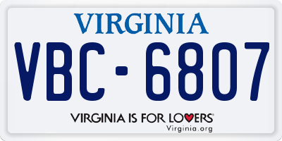VA license plate VBC6807