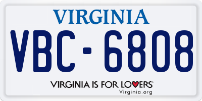 VA license plate VBC6808