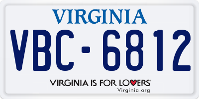 VA license plate VBC6812