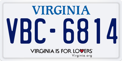 VA license plate VBC6814