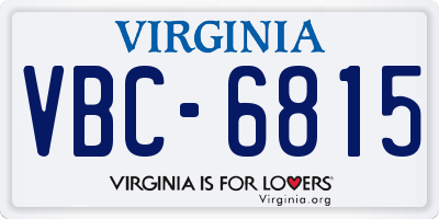 VA license plate VBC6815