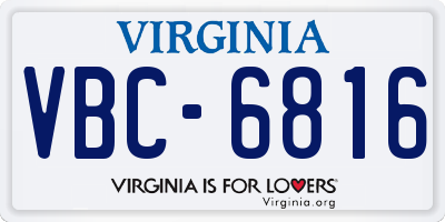 VA license plate VBC6816