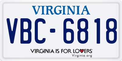 VA license plate VBC6818