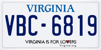 VA license plate VBC6819