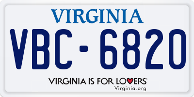 VA license plate VBC6820