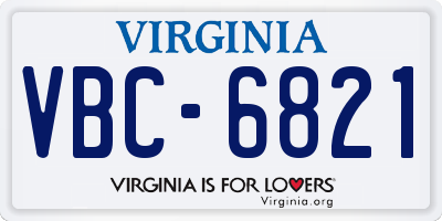 VA license plate VBC6821
