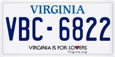 VA license plate VBC6822