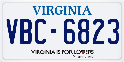 VA license plate VBC6823
