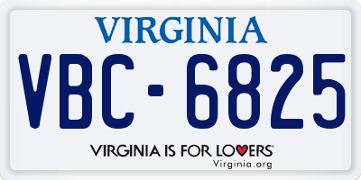 VA license plate VBC6825