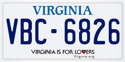 VA license plate VBC6826