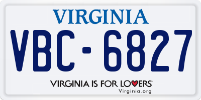 VA license plate VBC6827