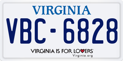 VA license plate VBC6828