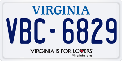 VA license plate VBC6829