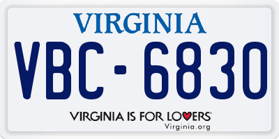 VA license plate VBC6830