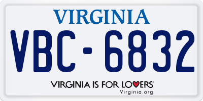 VA license plate VBC6832