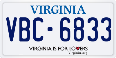 VA license plate VBC6833