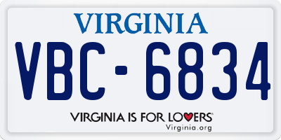 VA license plate VBC6834