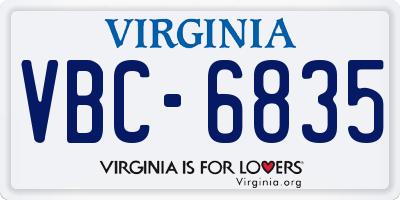 VA license plate VBC6835