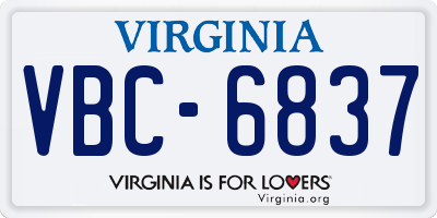 VA license plate VBC6837
