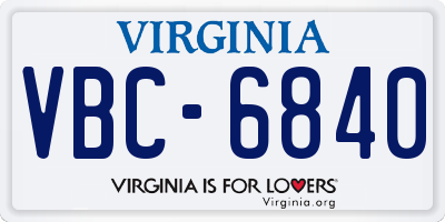 VA license plate VBC6840