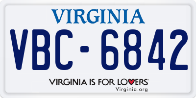 VA license plate VBC6842