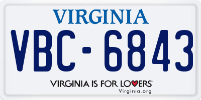 VA license plate VBC6843