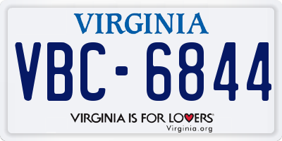 VA license plate VBC6844
