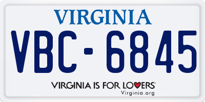 VA license plate VBC6845