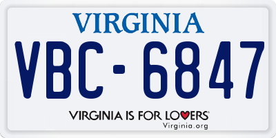 VA license plate VBC6847