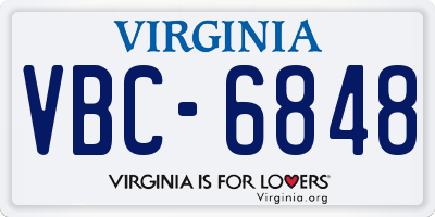 VA license plate VBC6848