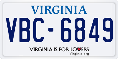 VA license plate VBC6849